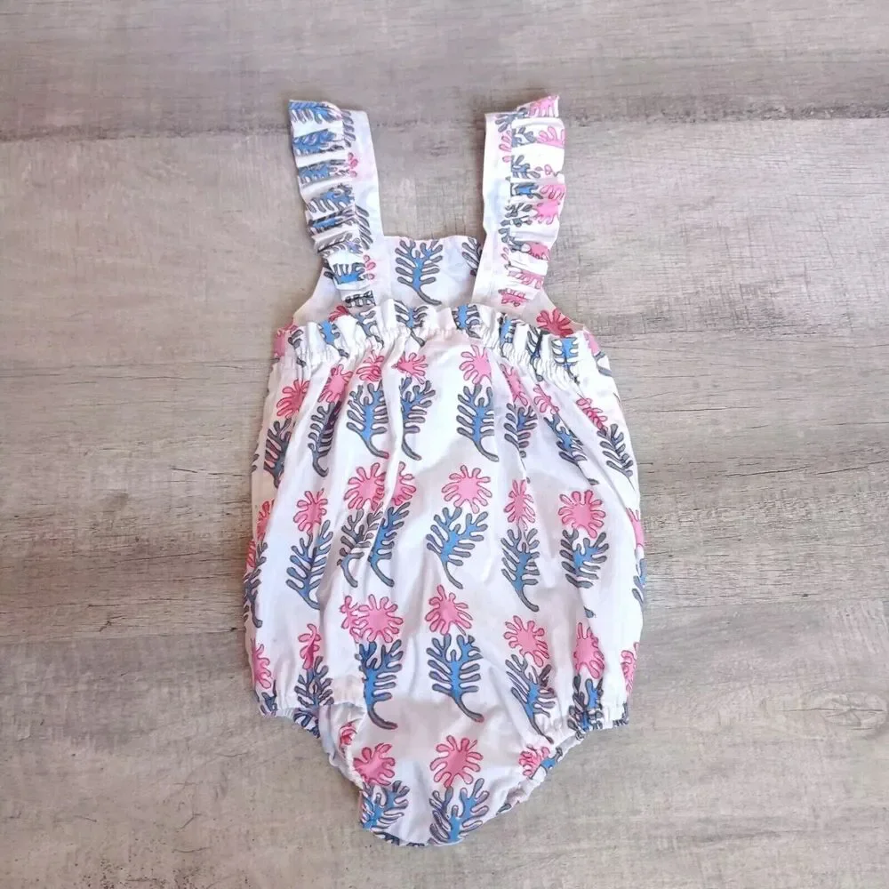 New OLIPHANT Little Girls' Baby Ruffle Bubble Romper Baby Size 6-12 M White - Picture 3 of 8